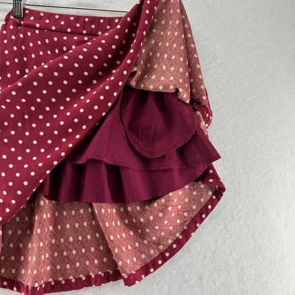 Uniqlo Skirt Girls 110 3-4Y Ines De La Fressange Polka Dot A-Line Twill Burgundy - Picture 8 of 12